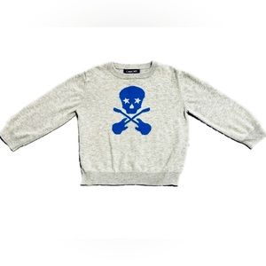 Cherokee Gray & Blue Rockstar Skull Graphic Crew Neck Sweater, Boys Size 3T.